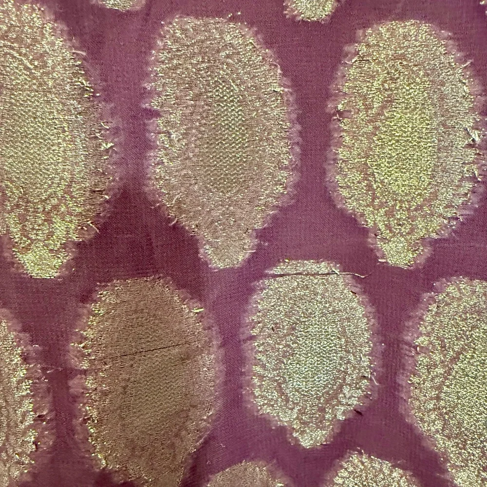 Vintage Gold Brocade Cocktail Midi Dress Small Mauve Metallic Party